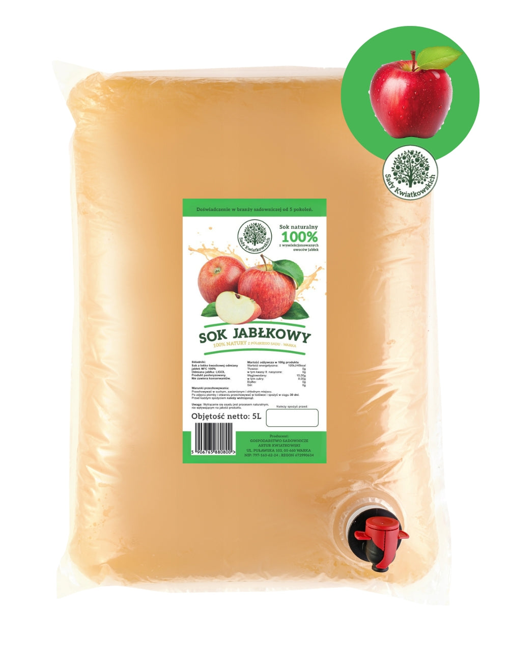 Naturalny sok z jabłek 100% NFC 5L