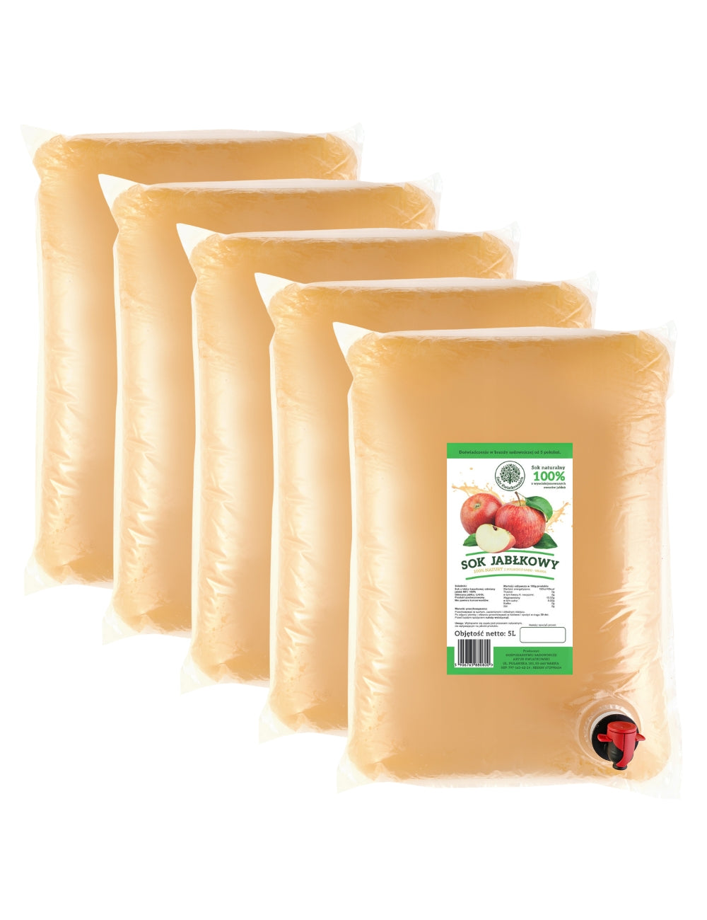 5 x Naturalny sok z jabłek 100% NFC 5L